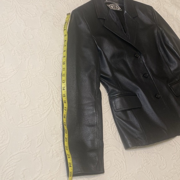 90’s CLIO Black Leather Blazer Jacket Size 10 - Picture 10 of 14